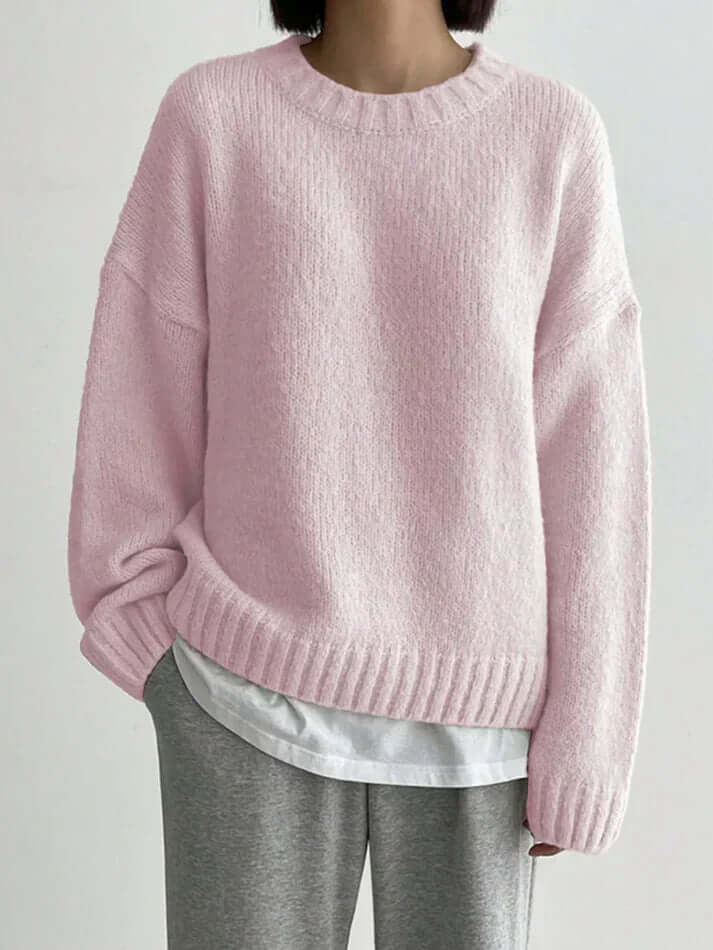 Sienna - Rosafarbener einfarbiger Pullover