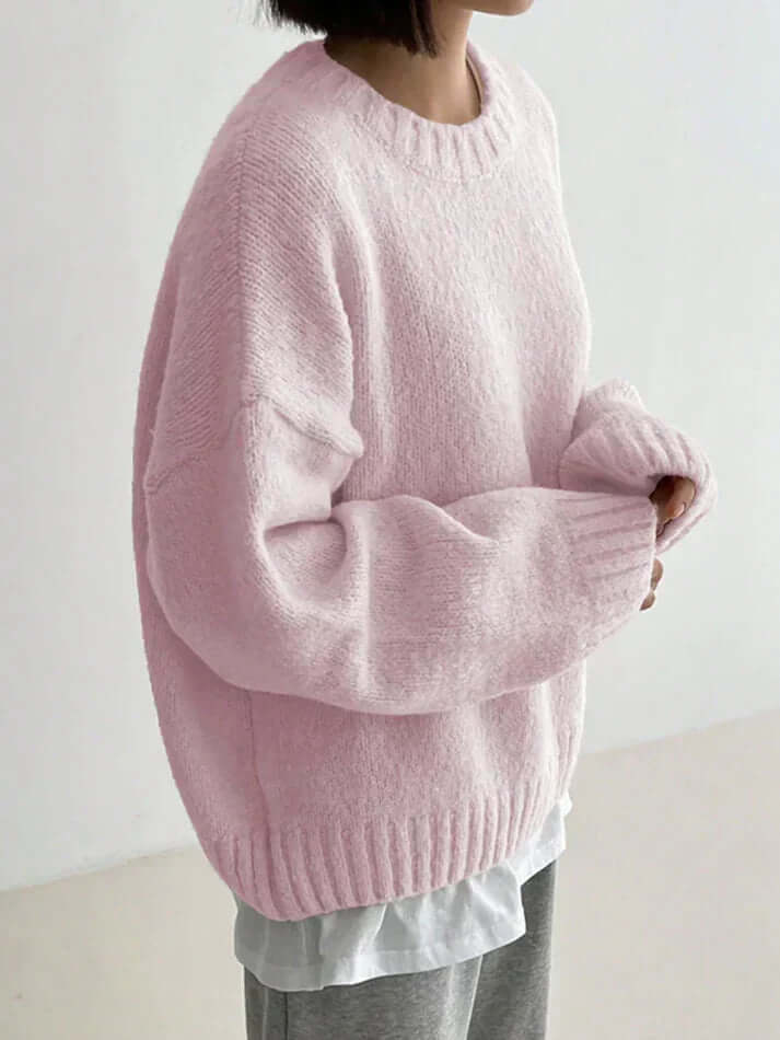 Sienna - Rosafarbener einfarbiger Pullover