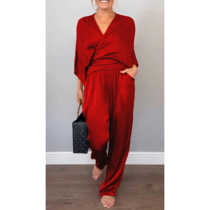 Olivia | Elegantes Satin-Zweiteiler-Set mit Wickel-Optik