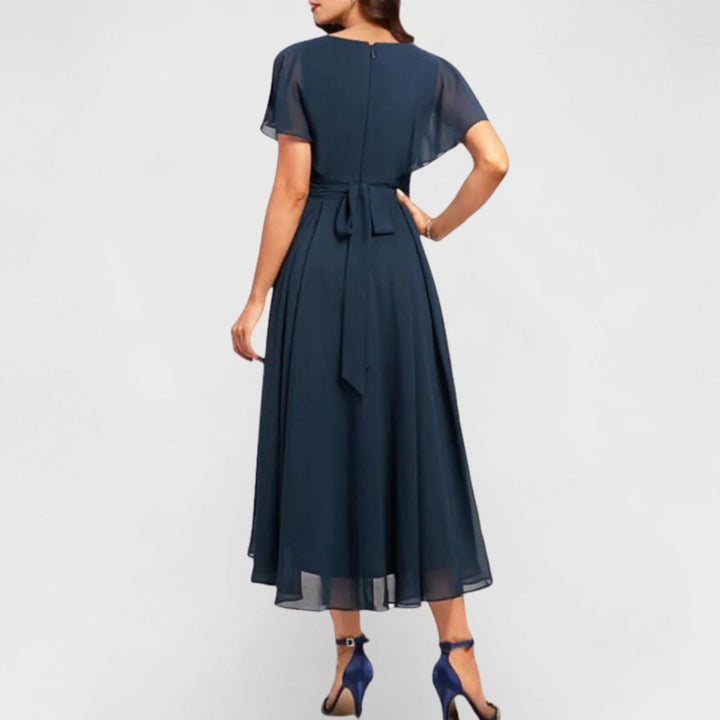 Maria | Elegantes V-Ausschnitt Midikleid