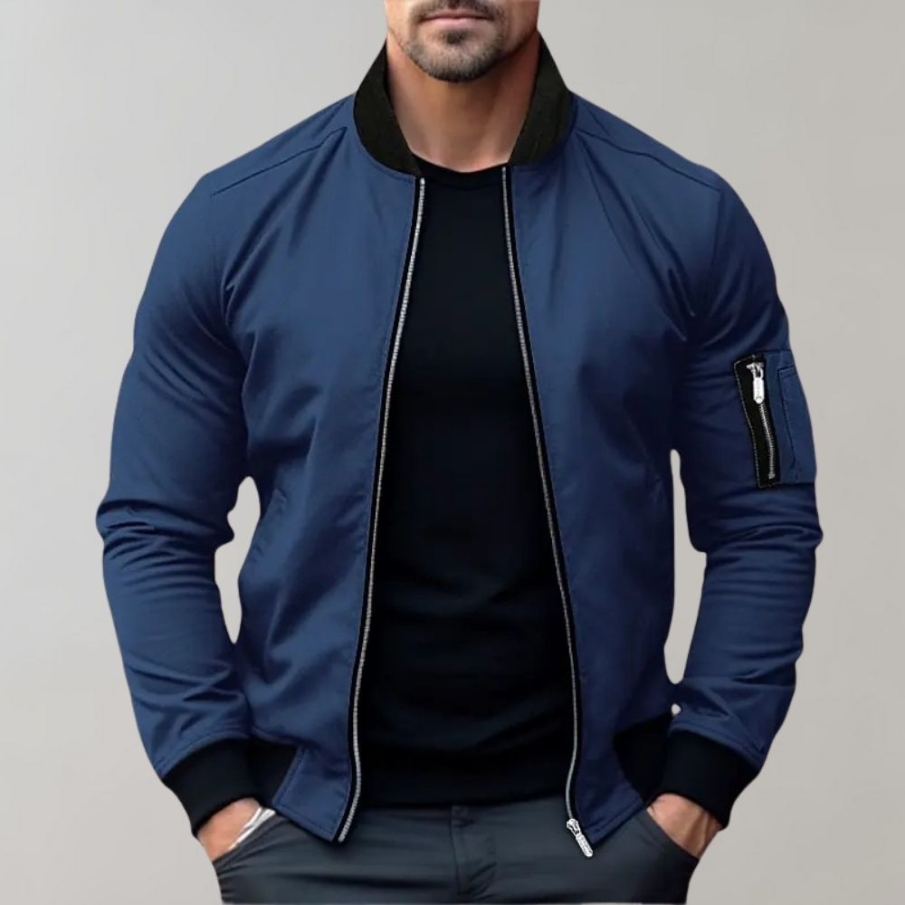 Bomberjacke Herren | Kurz mit Reißverschluss und Armtasche
