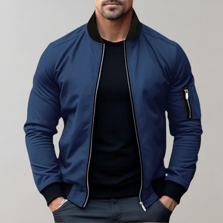 Bomberjacke Herren | Kurz mit Reißverschluss und Armtasche