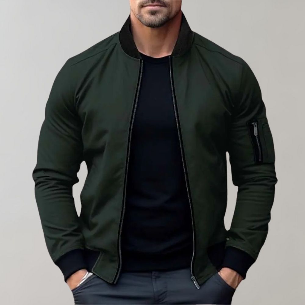 Bomberjacke Herren | Kurz mit Reißverschluss und Armtasche