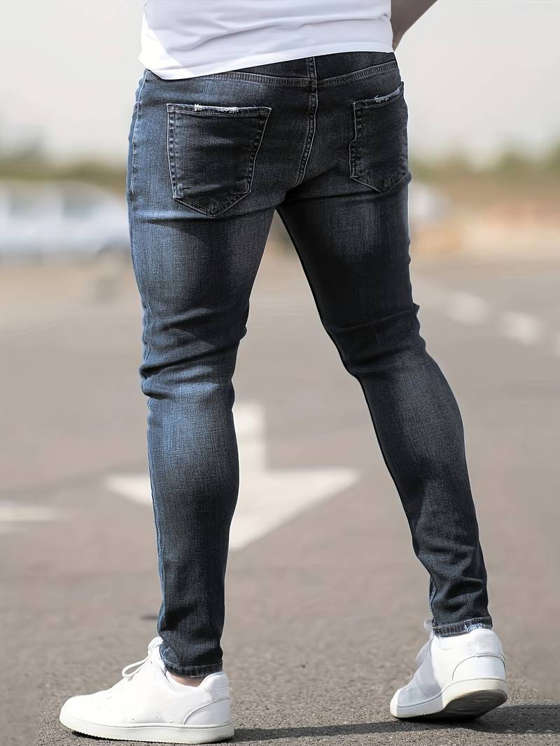 Herrenjeans Skinny-Jeans Fit mit Destroyed-Optik