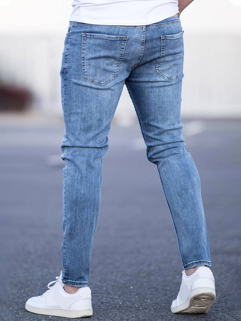 Herrenjeans Skinny-Jeans Fit mit Destroyed-Optik