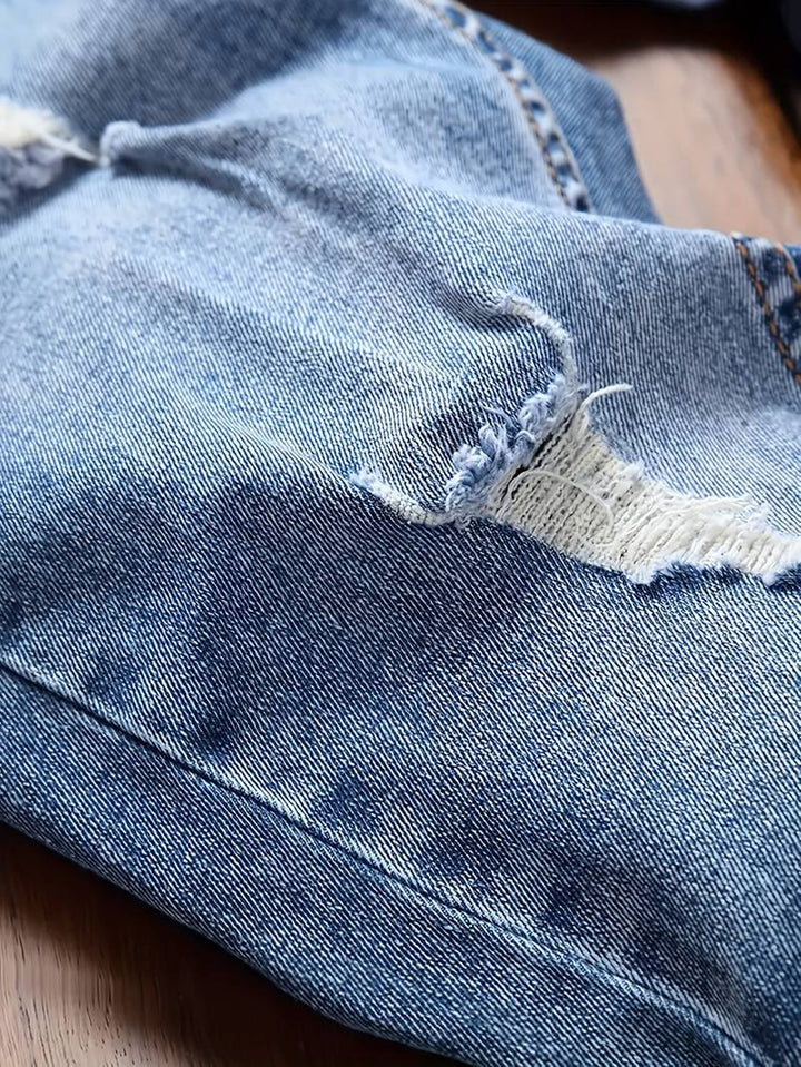 Herrenjeans Skinny-Jeans Fit mit Destroyed-Optik