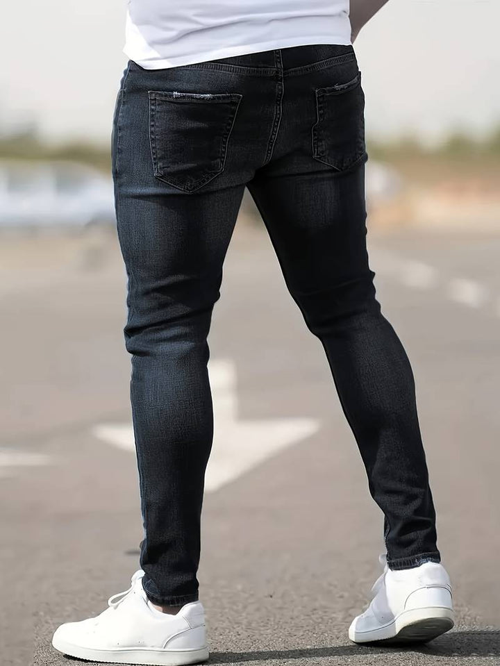 Herrenjeans Skinny-Jeans Fit mit Destroyed-Optik