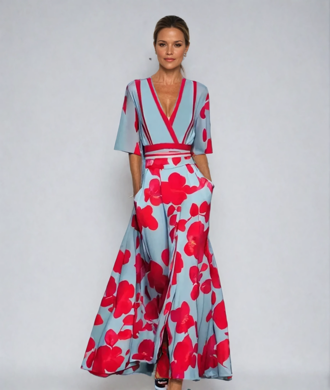 Elegantes Damen-Maxikleid mit Blumenmuster