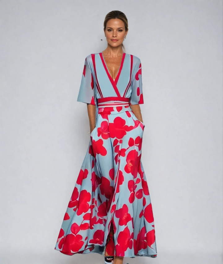 Elegantes Damen-Maxikleid mit Blumenmuster