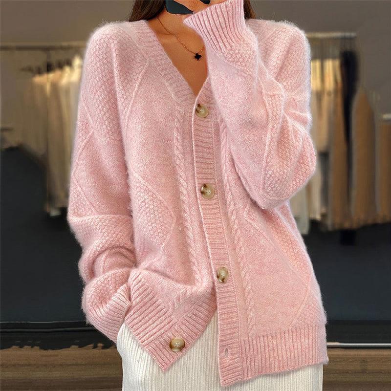 Claudia | Damen Gemütliche Strickjacke mit langen Ärmeln