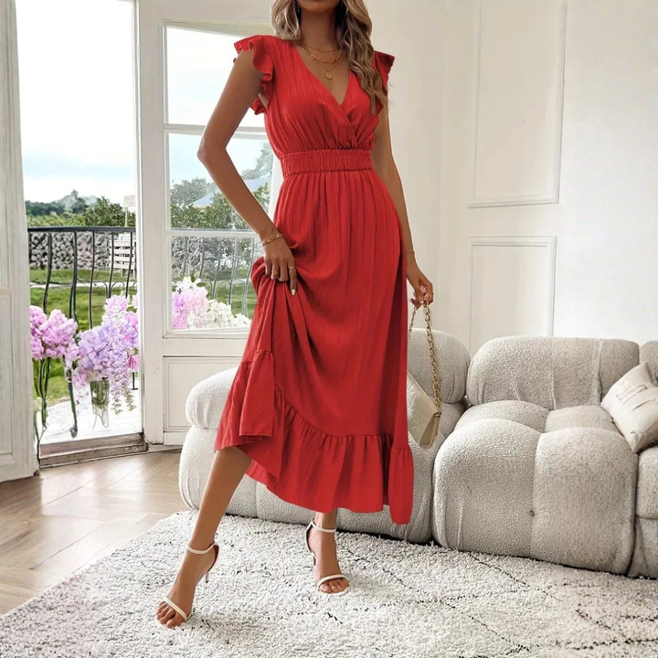 Sofia |  Elegantes Sommer Maxikleid mit V-Ausschnitt 10