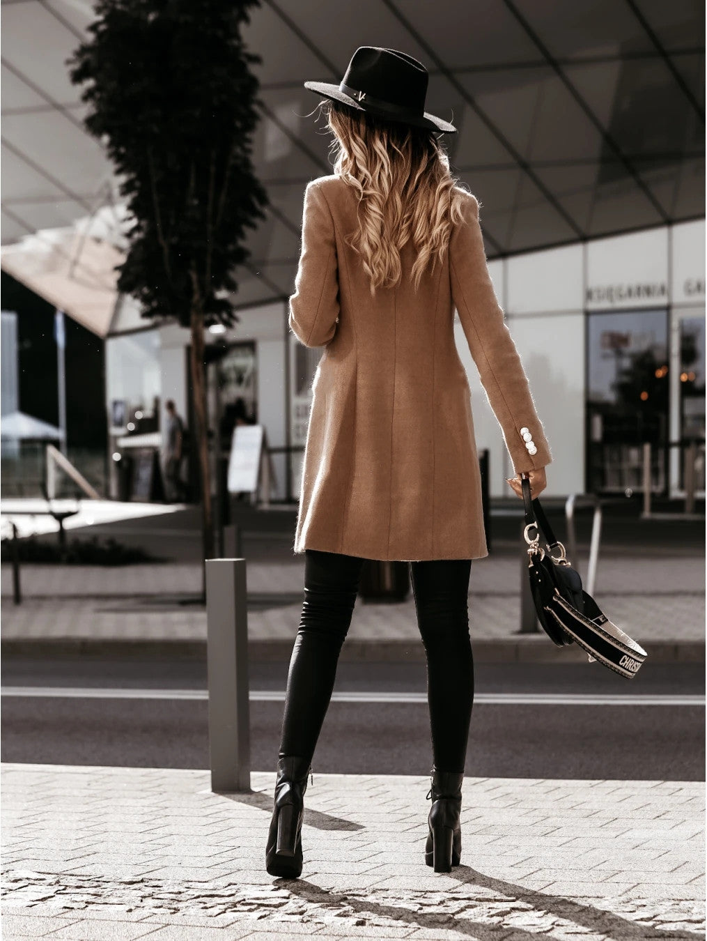 Solide Farbe Mantel Jacke - Lozenda