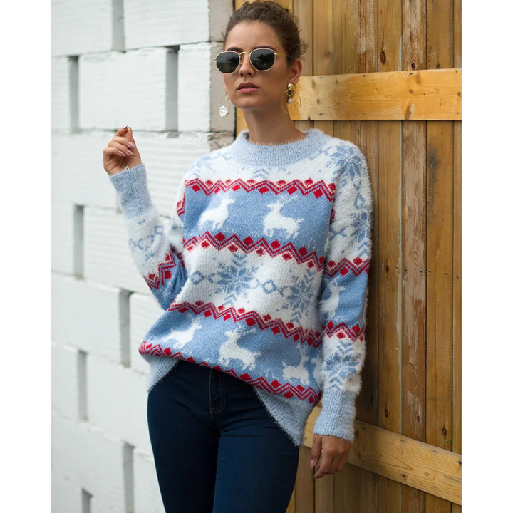 Solina - Damen Rundhalsausschnitt Winter Pullover