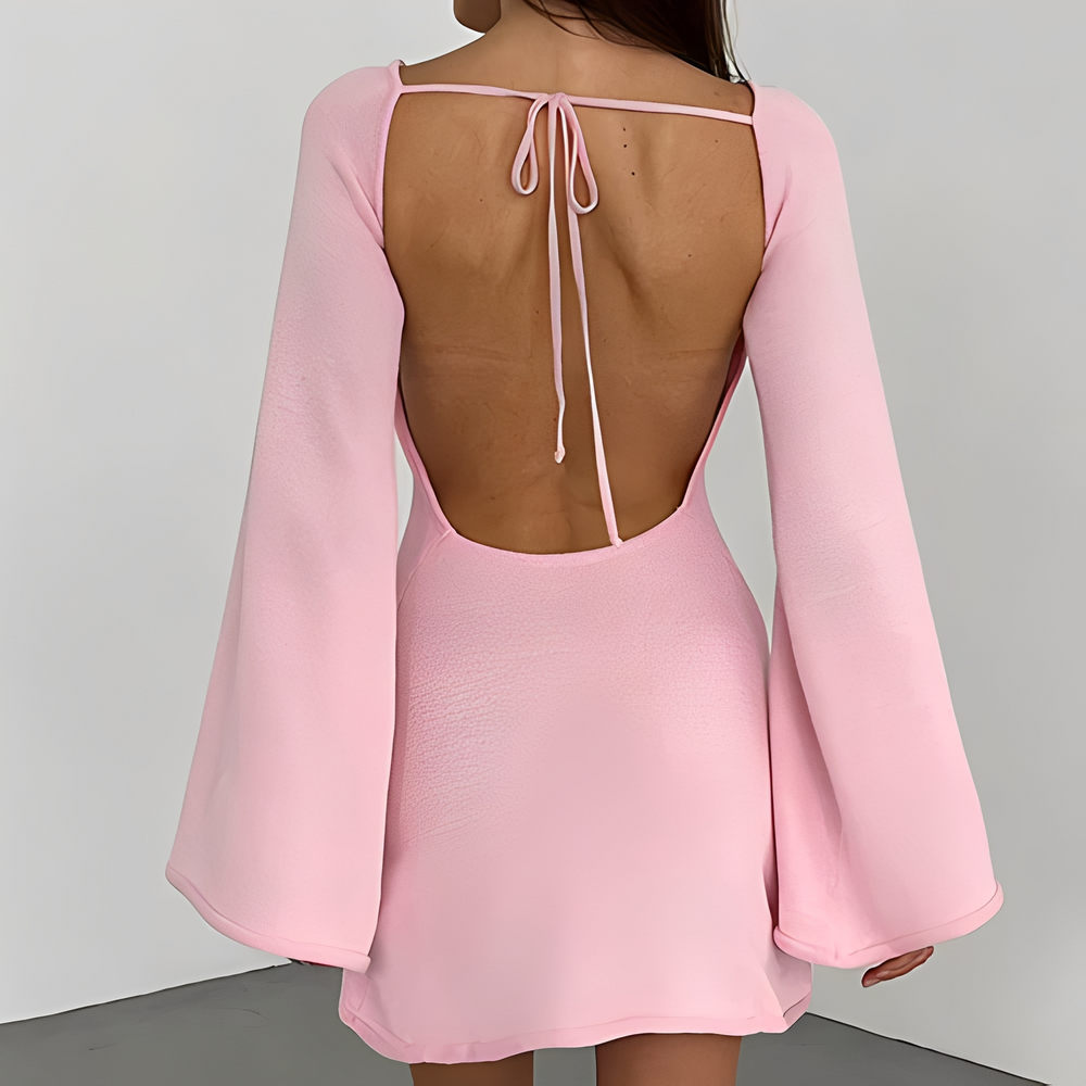 Sommerkleid Damen | Figurbetontes Minikleid mit Trompetenärmeln