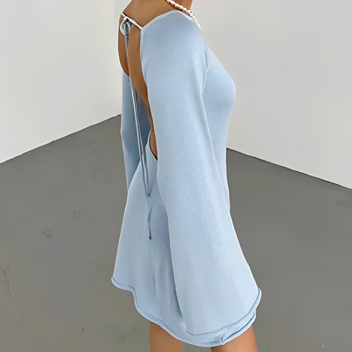 Sommerkleid Damen | Figurbetontes Minikleid mit Trompetenärmeln