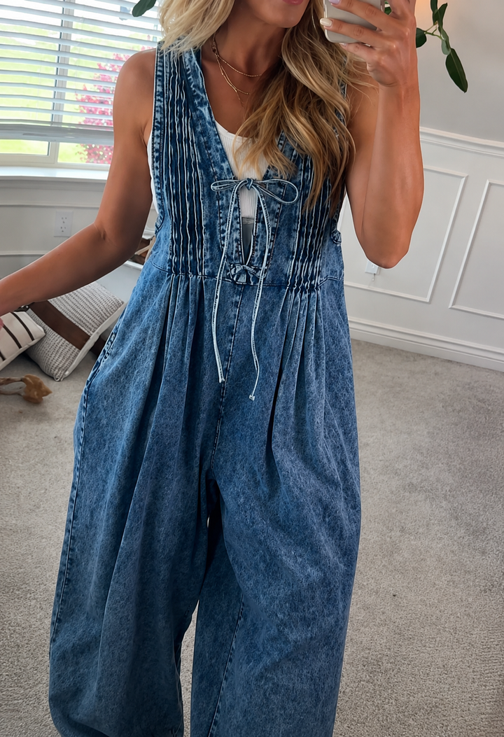 Sophie | Eleganter Denim-Jumpsuit mit weitem Bein