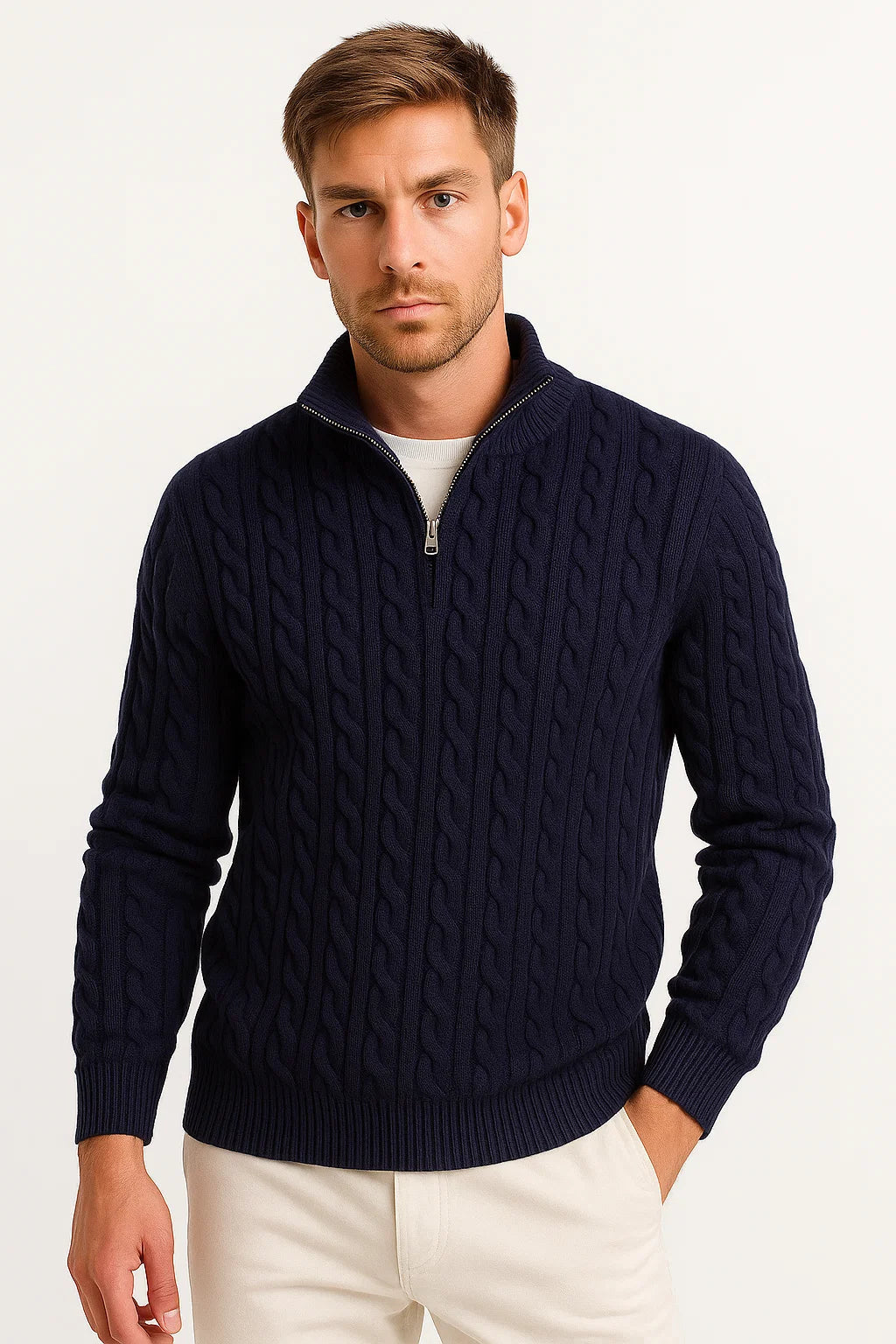 Steef | Eleganter Pullover mit Viertelreißverschluss