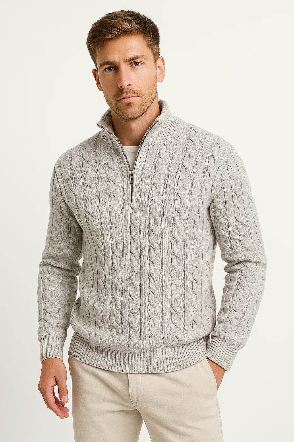 Steef | Eleganter Pullover mit Viertelreißverschluss