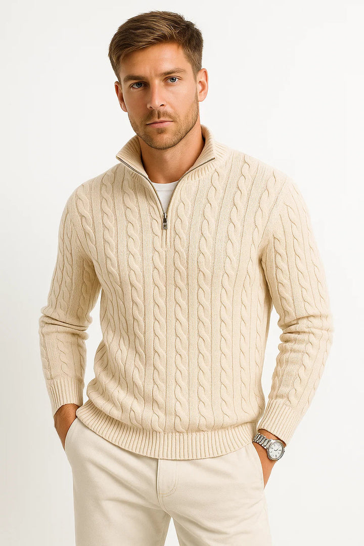Steef | Eleganter Pullover mit Viertelreißverschluss