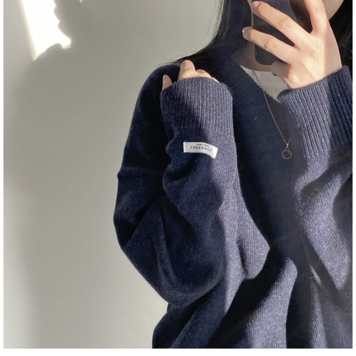 Stella - Unifarbener Pullover mit V-Ausschnitt
