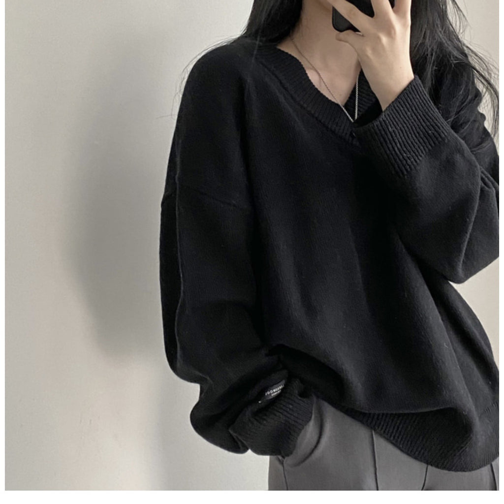Stella - Unifarbener Pullover mit V-Ausschnitt