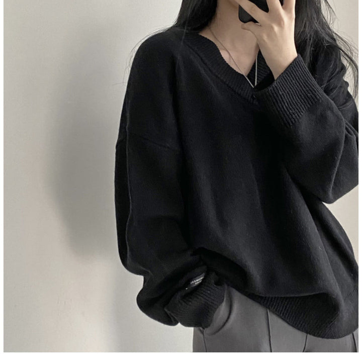 Stella - Unifarbener Pullover mit V-Ausschnitt