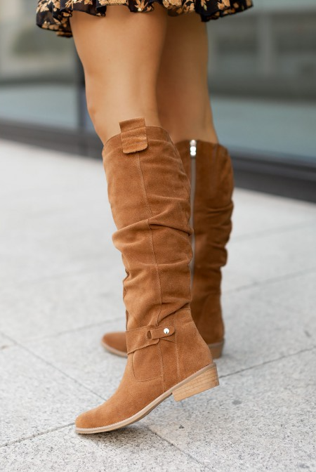 Stiefel Damen | Kniehohe Stiefel | Reißverschluss & Blockabsatz für sicheren Stand