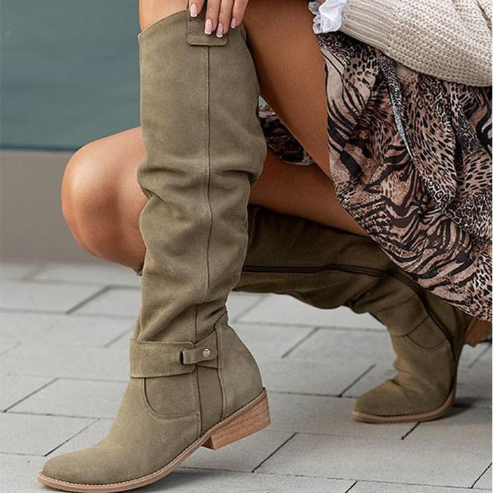 Stiefel Damen kniehoch mit Blockabsatz