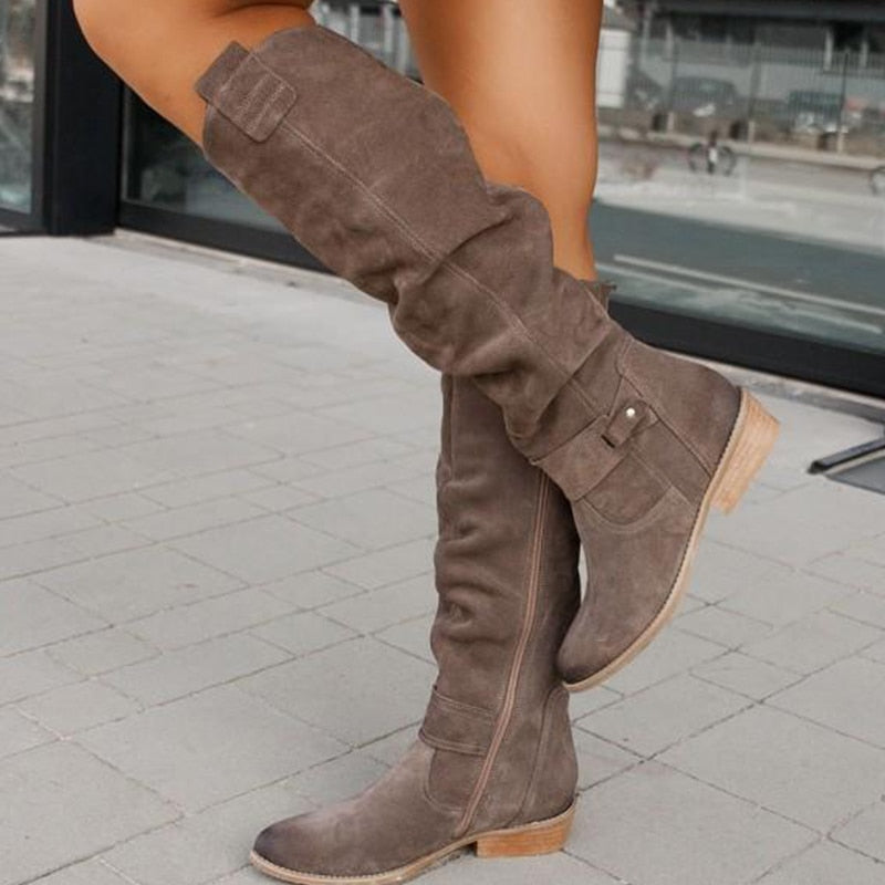 Stiefel Damen kniehoch mit Blockabsatz