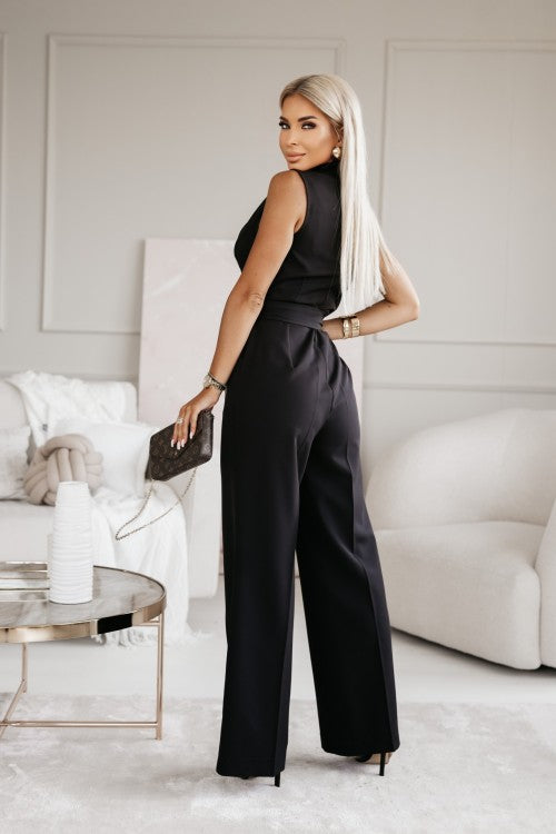 Jumpsuit Damen Ärmellos V-Ausschnitt Gerade Beine