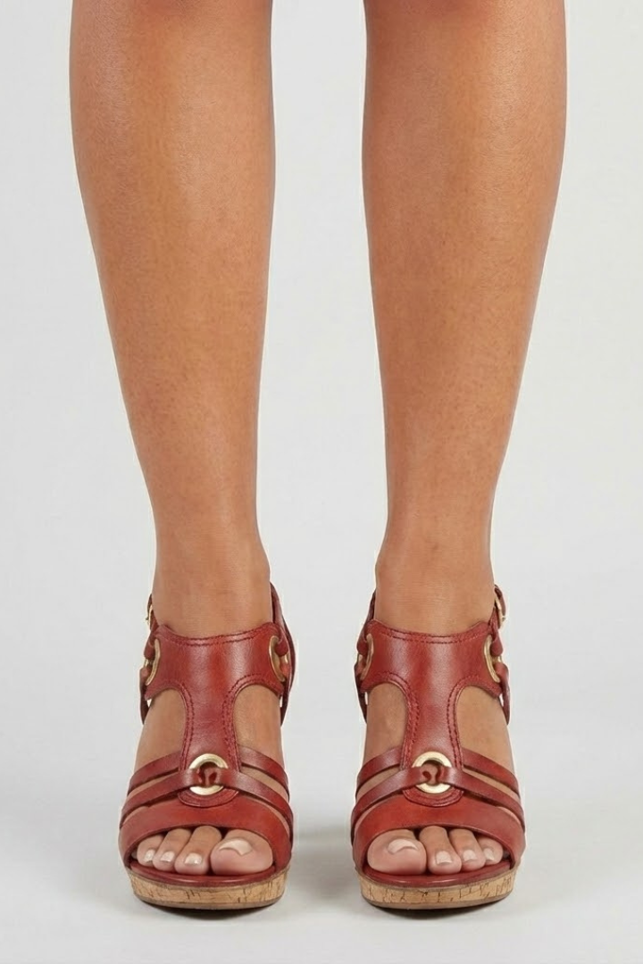 Annika | Damen-Sandalen mit Schnalle und strukturierter Oberfläche