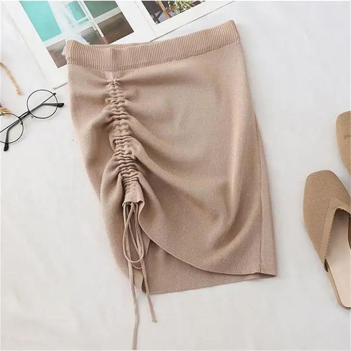 Stretchrock mit hoher Taille und Kordelzug für Damen