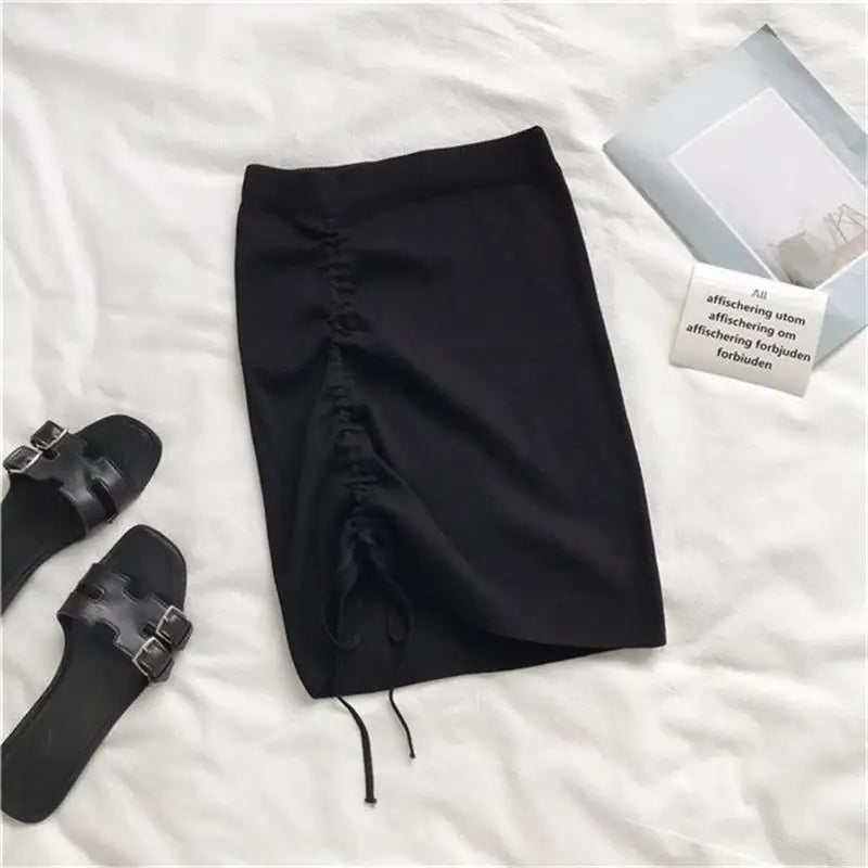 Stretchrock mit hoher Taille und Kordelzug für Damen