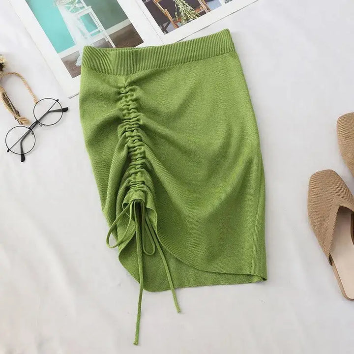 Stretchrock mit hoher Taille und Kordelzug für Damen