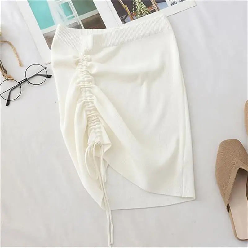 Stretchrock mit hoher Taille und Kordelzug für Damen