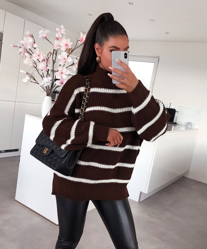 Strick Pullover Carter Dunkelbraun  Ladypolitan - Fashion Onlineshop für Damen   