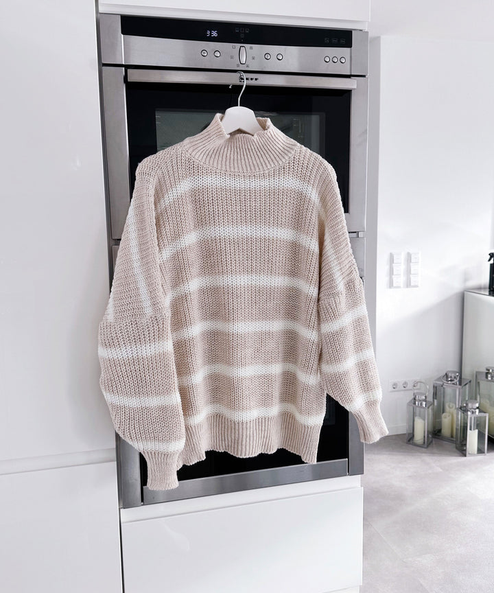 Strick Pullover Carter Weiß Beige  Ladypolitan - Fashion Onlineshop für Damen   