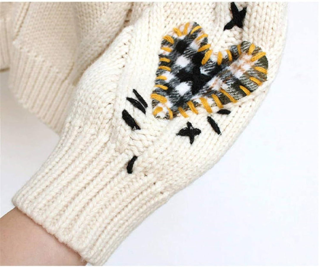 Strickjacke mit patchwork-akzenten