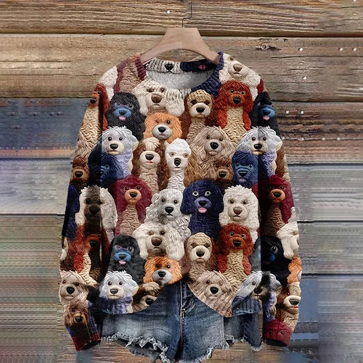 Strickpulli mit Hundeaufdruck