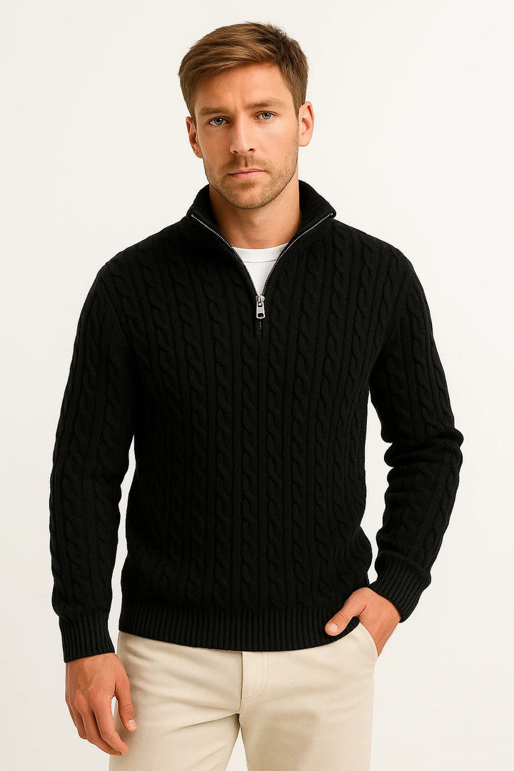 Strickpullover Herren | Pullover Herren | Viertelreißverschluss für flexiblen Kragen & klare Struktur