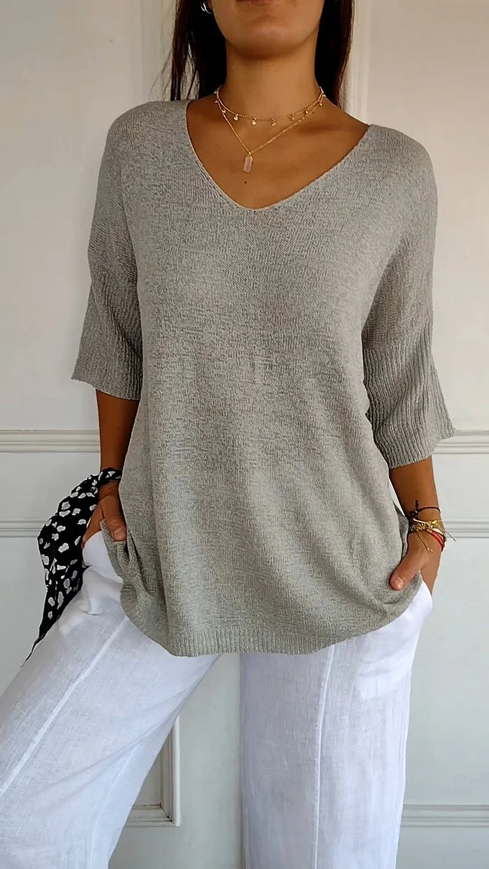 Stricktop Damen | V-Ausschnitt & Lockerer Wohlfühl-Schnitt