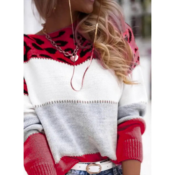 Stylisches bedrucktes Strick-Top mit langen Ärmeln