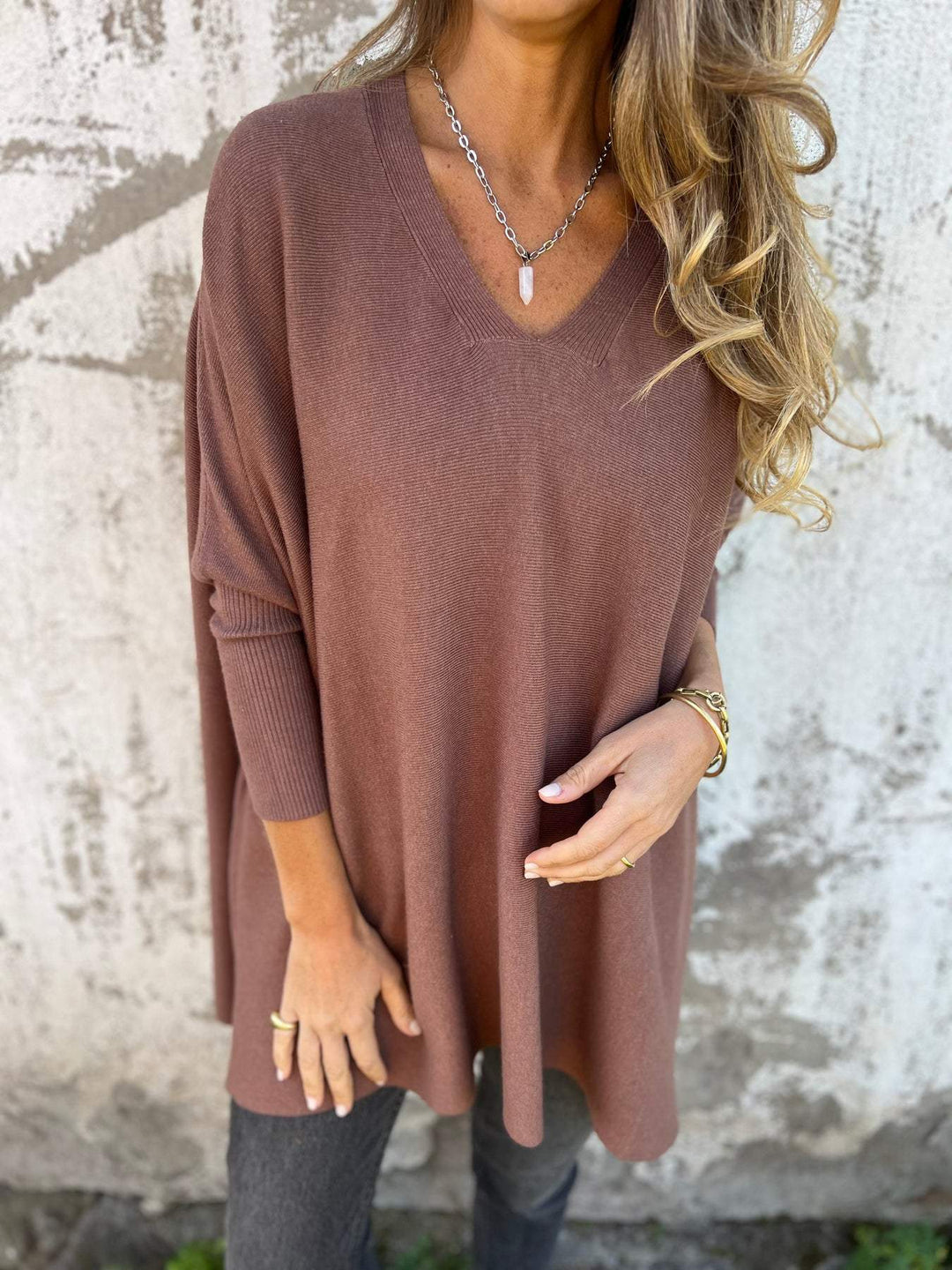 Sweatshirt Damen Oversize | V-Ausschnitt & Lockerer Fall