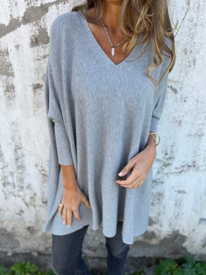Sweatshirt Damen Oversize | V-Ausschnitt & Lockerer Fall