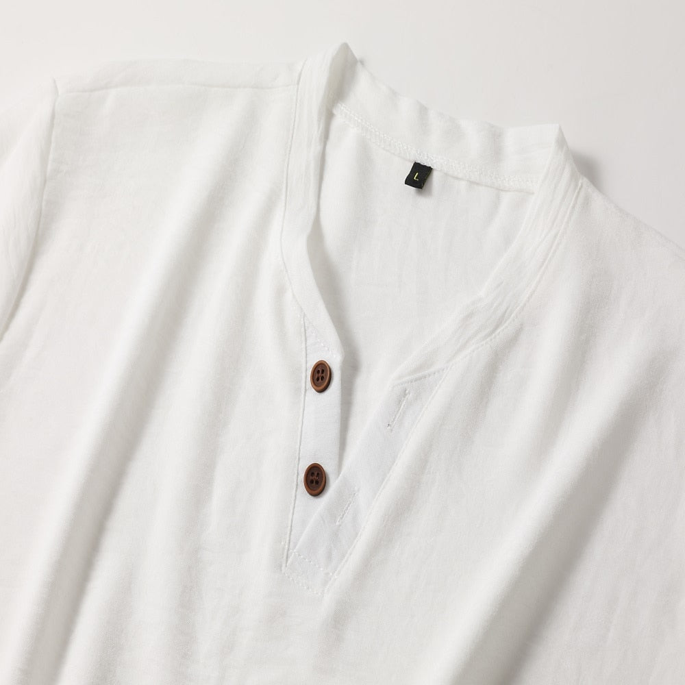 T-Shirt Herren V-Ausschnitt | Henley-Knopfleiste & Souveräner Look