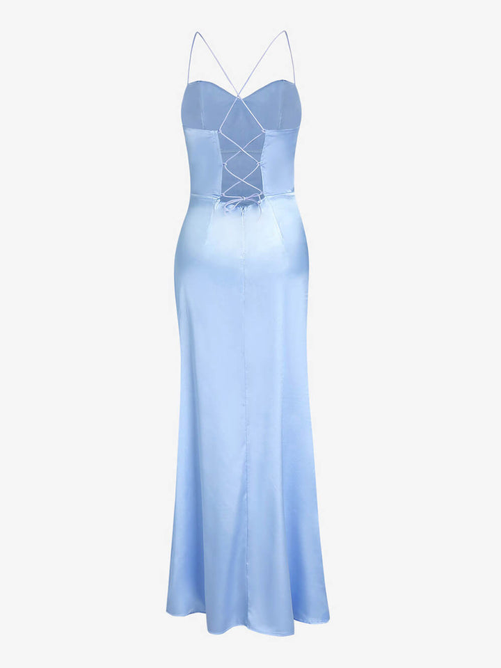 TAILLIERTES SATIN-MAXIKLEID - Lozenda