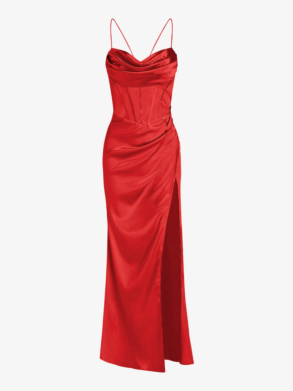 TAILLIERTES SATIN-MAXIKLEID - Lozenda