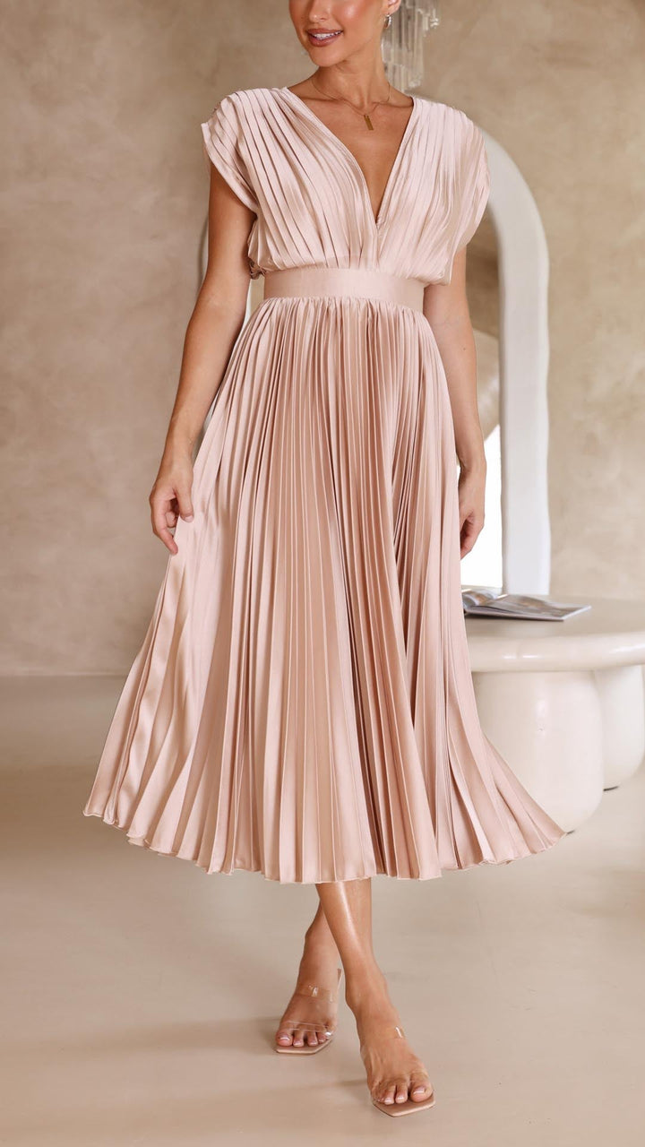 Bettina | Damen Klassisches Gefaltetes Maxikleid