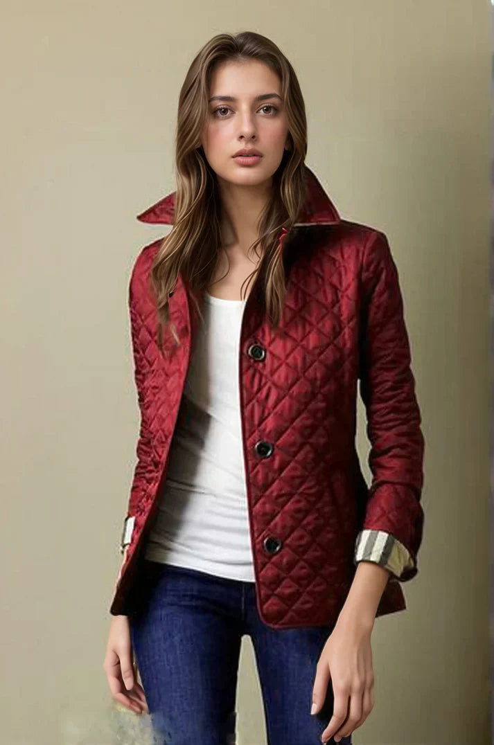 Steppjacke Damen | Kurz mit Knöpfen und Stehkragen