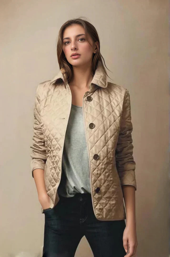 Steppjacke Damen | Kurz mit Knöpfen und Stehkragen